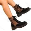 Мода 2024 года, новые женские ботильоны большого размера, модные леопардовые современные ботинки, женская обувь, дизайнерские короткие ботинки на танкетке со шнуровкой спереди