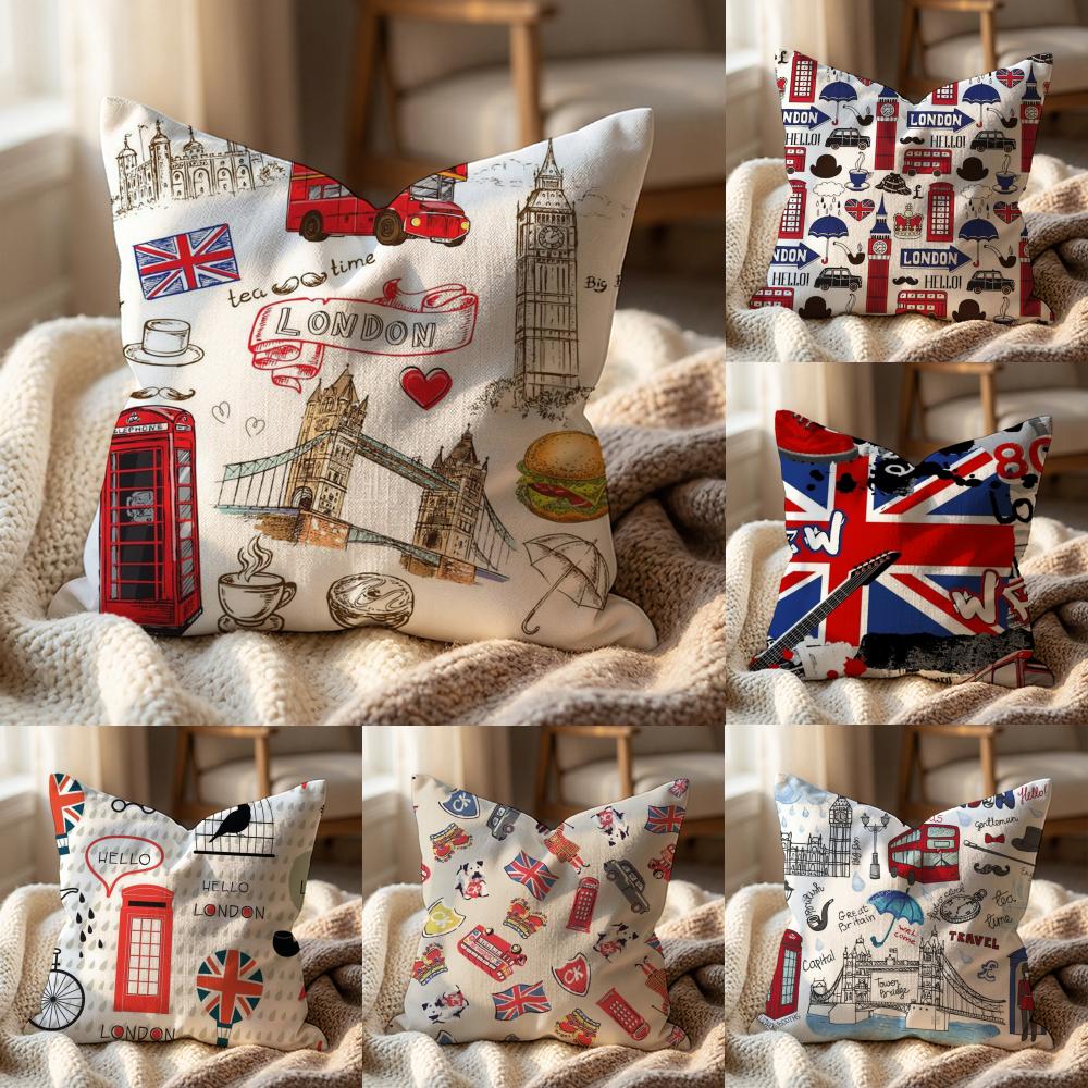 Подушка с принтом LOVE England, чехол для подушки для разных помещений, дома и автомобиля - Двусторонний, мягкий и прочный для ежедневного использования