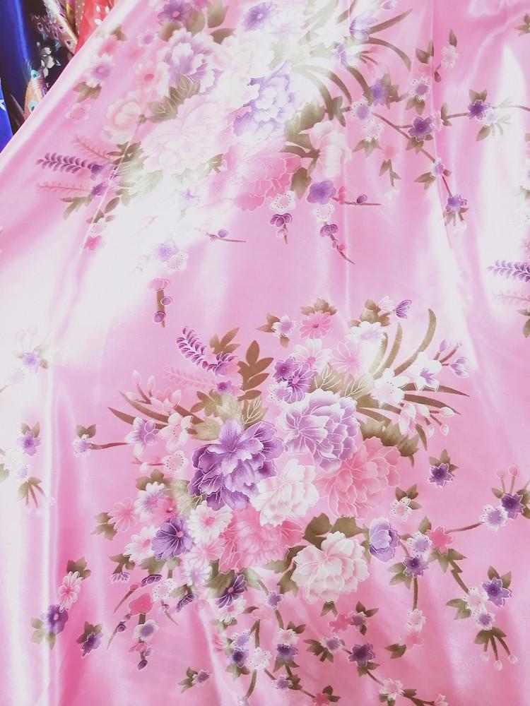 Большая Цветочная Ткань из Шелкового Сатина для Ципао, Подкладки и Ленты для Головного Убора