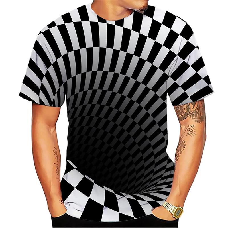 Funny Illusion Graphic T Shirt for Men 3D Printed Art Optical T-shirt Ropa Y2k Tops Harajuku Fashion Street Tees Womens Clothing