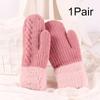 1Pair Cute Fashion Knit Mittens Winter Warm Plus Velvet Soft Thicken Cycling Mittens