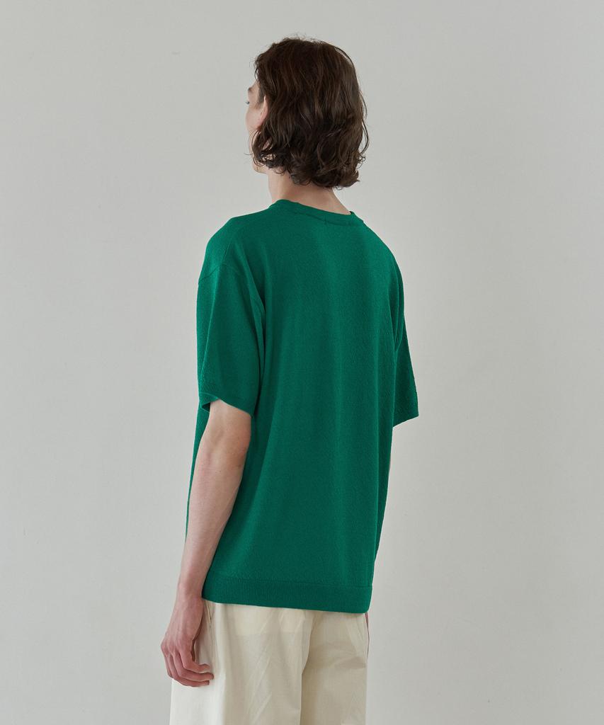 KNITTED Cool Summer Essential Round Short Sleeve Knit Tee Green