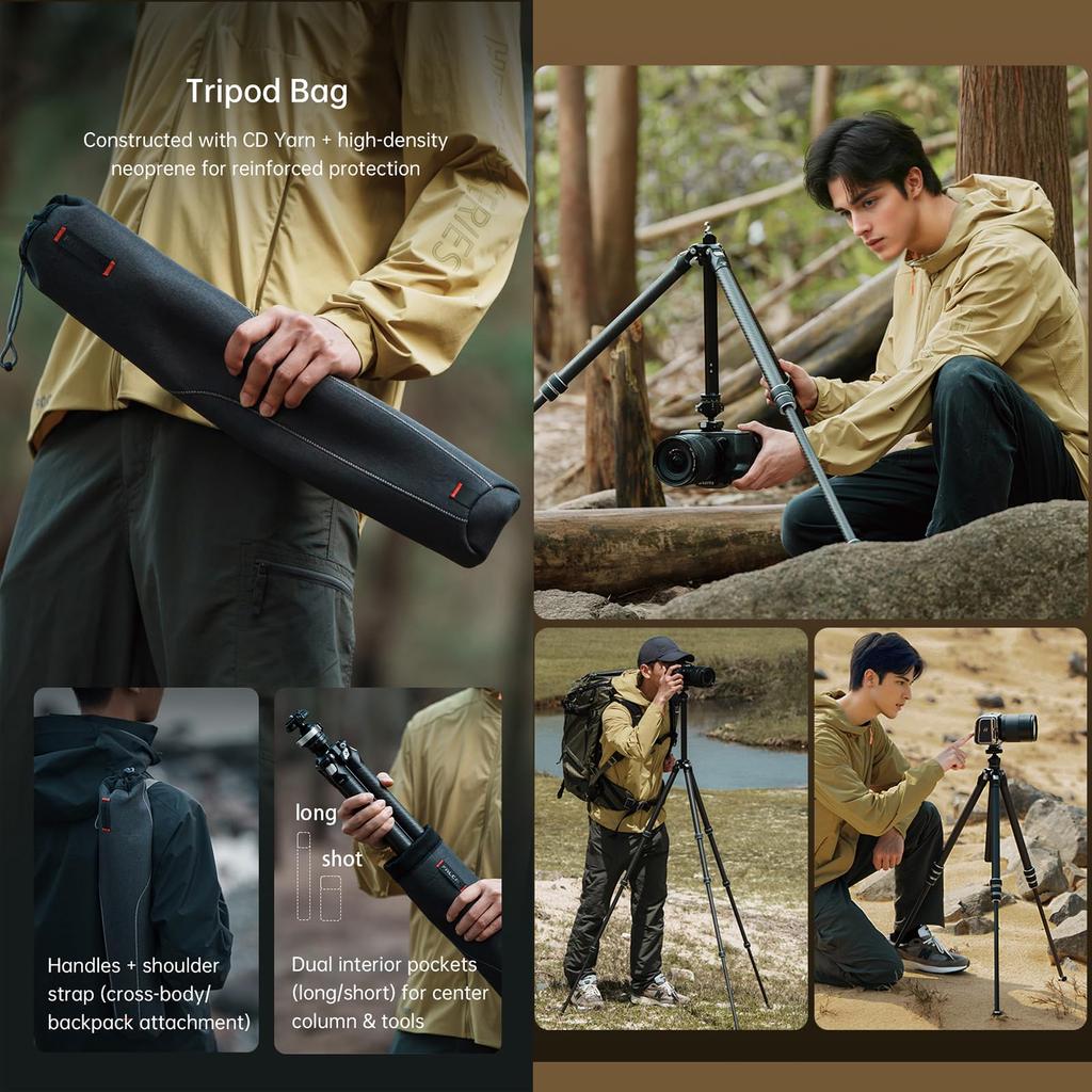 FALCAM TreeRoot QuickLock Lite Штатив из углеродного волокна с шаровой головкой и компактный штатив для путешествий с вертикальной нагрузкой 40 кг, толстые ножки для камер, головка,