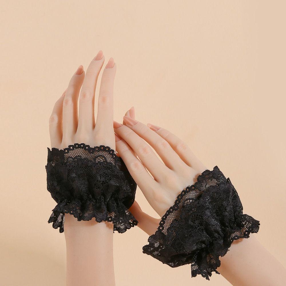 Costume Accessory Fake Cuff Lace Ruffled Wrist Lace Cuff Elegant Sweater Cuffs Stage Performance