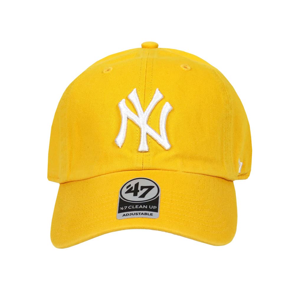 47 Семь Янкиз Уборка и Логотип CLEAN UP NY Нью-Йорк Желтый Универсальный размер [Forty Brand] Кепка, Мужская Женская, Кепка, MLB, Янкиз, Золотой,