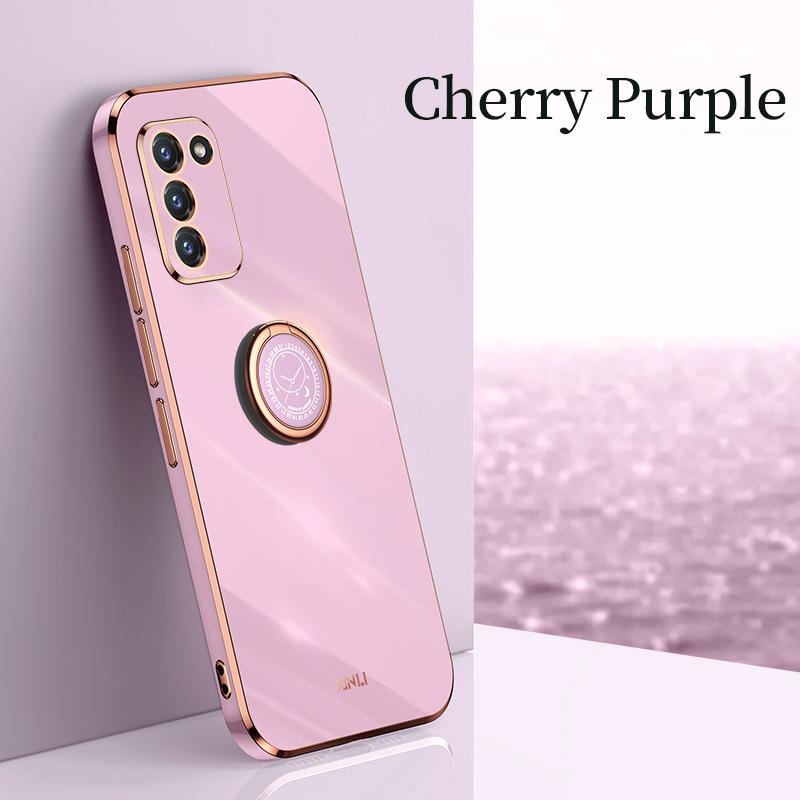 Plating Square Ring Holder Stand Phone Case On For Samsung Galaxy S20 Fe Plus S21 Ultra S 20 21 S20fe 5g Luxury Silicone Cover