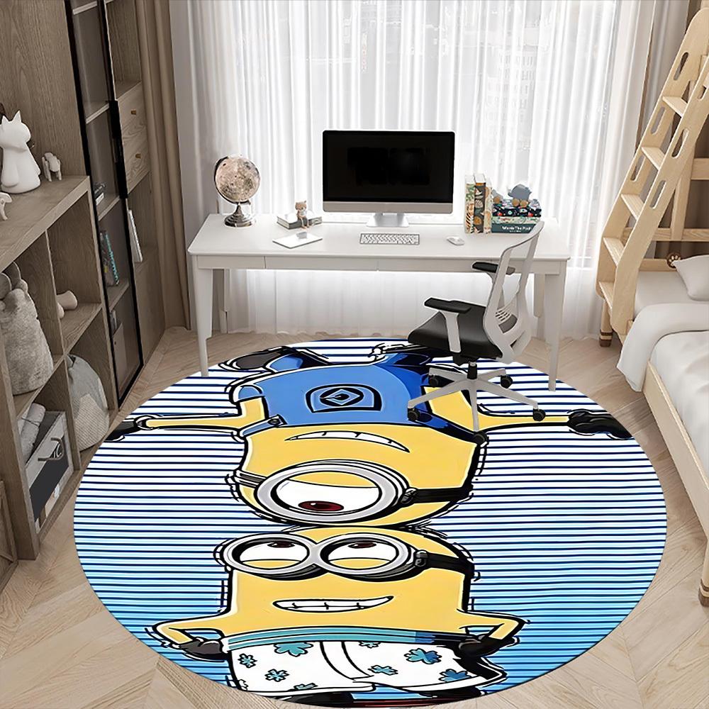 1PC Minion Pattern Office Round Area Rug, Indoor Mat Suitable For Office, Under Office Chairs Bedroom Living Room Home Decor DT1212031