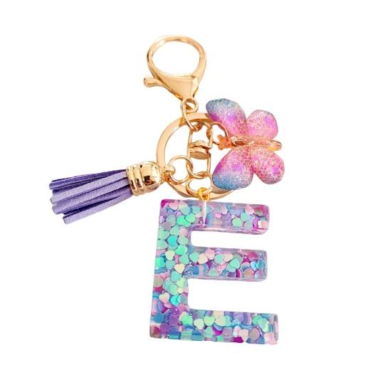Butterfly Initial Letter Keychain Pendant Exquisite Practicality Backpack School Bag Decoration Purple Alphabet Keychain for Girls Women