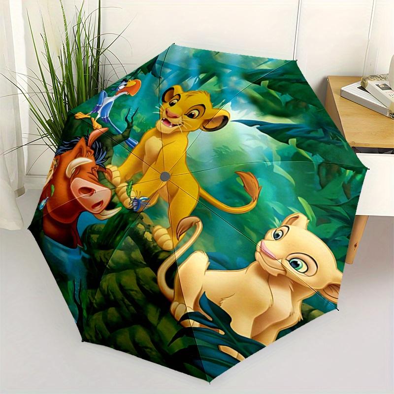1pc The Lion King Simba and Friends Cartoon Umbrella, Portable 3-Fold Compact Umbrella, Suitable for Camping, Hiking and Travel, Ideal Easte