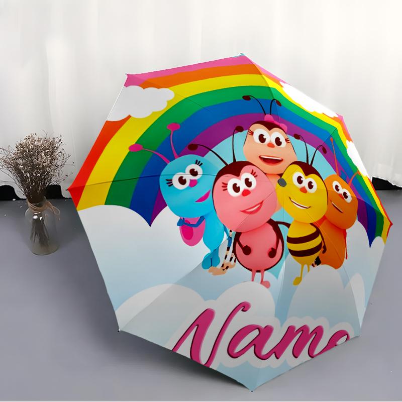Personalized Name BichiKIDS Print Umbrella - Automatic Open/Close, Eight-Rib Durable Frame, Automatic Folding Umbrella