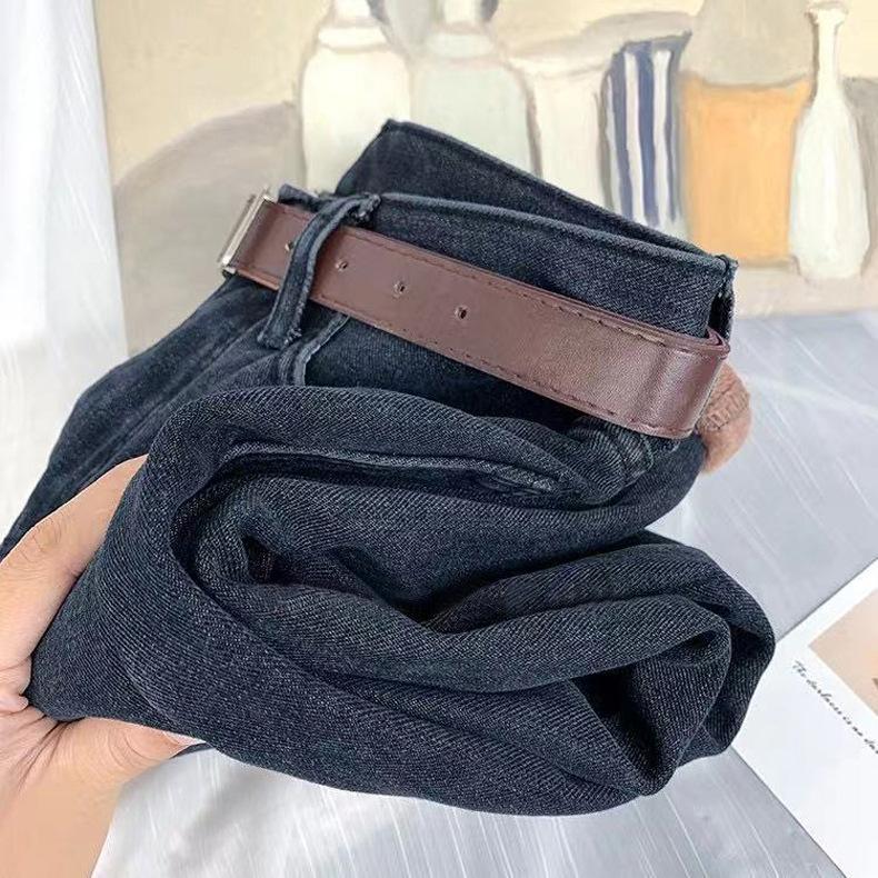 Зимние утолщенные теплые брюки Harun, прямые тонкие женские модные джинсы, повседневные брюки