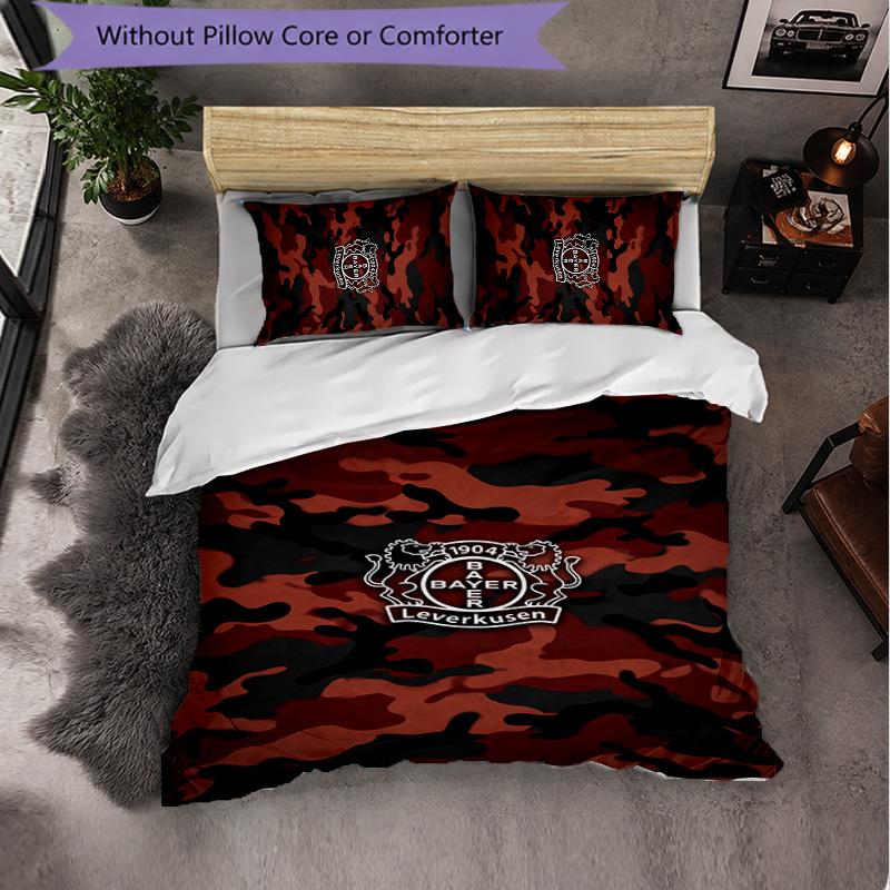 Bayer Leverkusen Football 3 Piece Bedding Set Soft Duvet Cover Set with Pillowcases Printed Bedroom Decor Set for Home