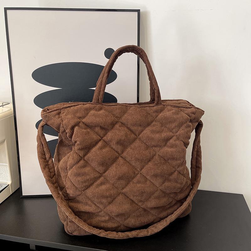 Вместительная повседневная универсальная вельветовая сумка-тоут, женская новая осенне-зимняя сумка для работы через плечо, сумка-мессенджер