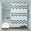 Wave Pattern Shower Curtain Blue And Gray Stripes Bathroom Decor Waterproof Fabric Curtains For Modern Coastal Bathrooms