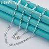 URMYLADY 925 Sterling Silver 4mm Men Chain Necklace For Women Wedding Party Fashion Jewelry
