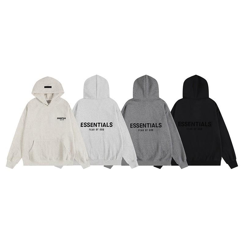 Unisex Oversized FOG-Style Hooded Sweatshirt With Essential Letter Print Fleece-Lined Cotton Pullover Fall