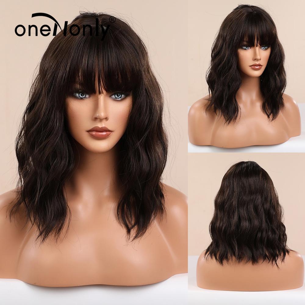 oneNonly Short Pink Wig Natural Wigs for Women Medium Wavy Synthetic Wig Party Heat Resistant Hair