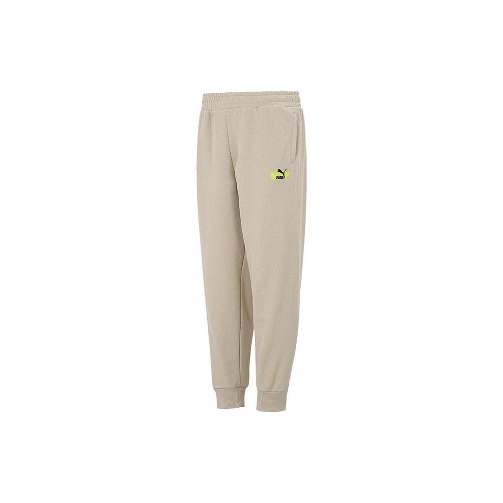 Puma Logo Print Elastic Waist Joggers Men Bottoms Khaki 536088-19