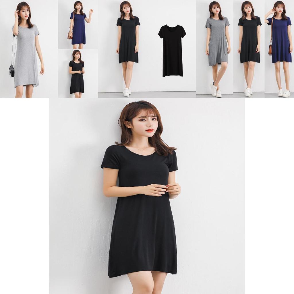 Женское летнее повседневное платье-сарафан с коротким рукавом, мини-платье-футболка из яркого модала