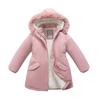 Подростковые зимние парки для девочек, детская однотонная куртка с толстой изоляцией на талии и плюшевым капюшоном, пальто, детская одежда, длинная верхняя одежда