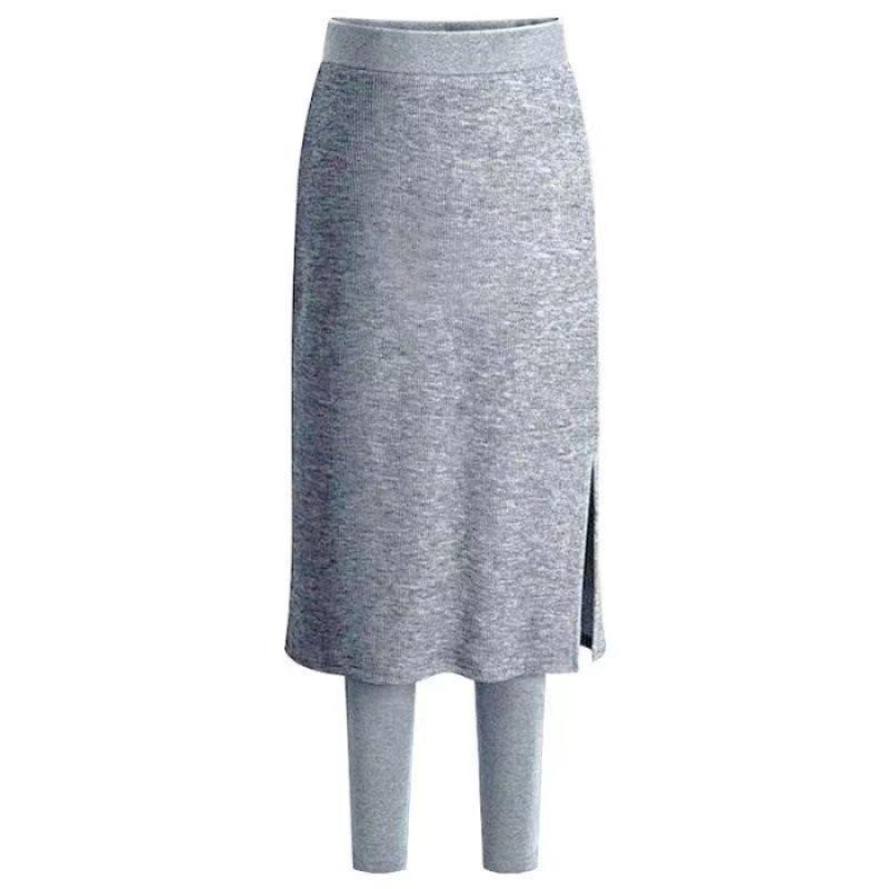 2024 осень и зима большой размер поддельные двухкомпонентные леггинсы женские флисовые утолщенные верхняя одежда fat mm теплые и тонкие кюлоты с высокой талией