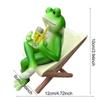 Resin Frog Sit Chair Sculpture Cute Frog Desktop Figurine Rocking Chair Frog Statue  Balcony Patio