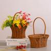 Корзина для плетения из искусственного ротанга с ручкой, подвесная корзина, креативная цветочная корзина