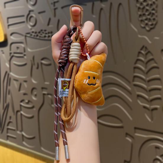 Плюшевый брелок-подвеска Милые пищевые брелоки для сумок рюкзаков Мягкий улыбающийся хлеб пончик бургер Плюшевый подвес для сумки Декоративные аксессуары на шнурке