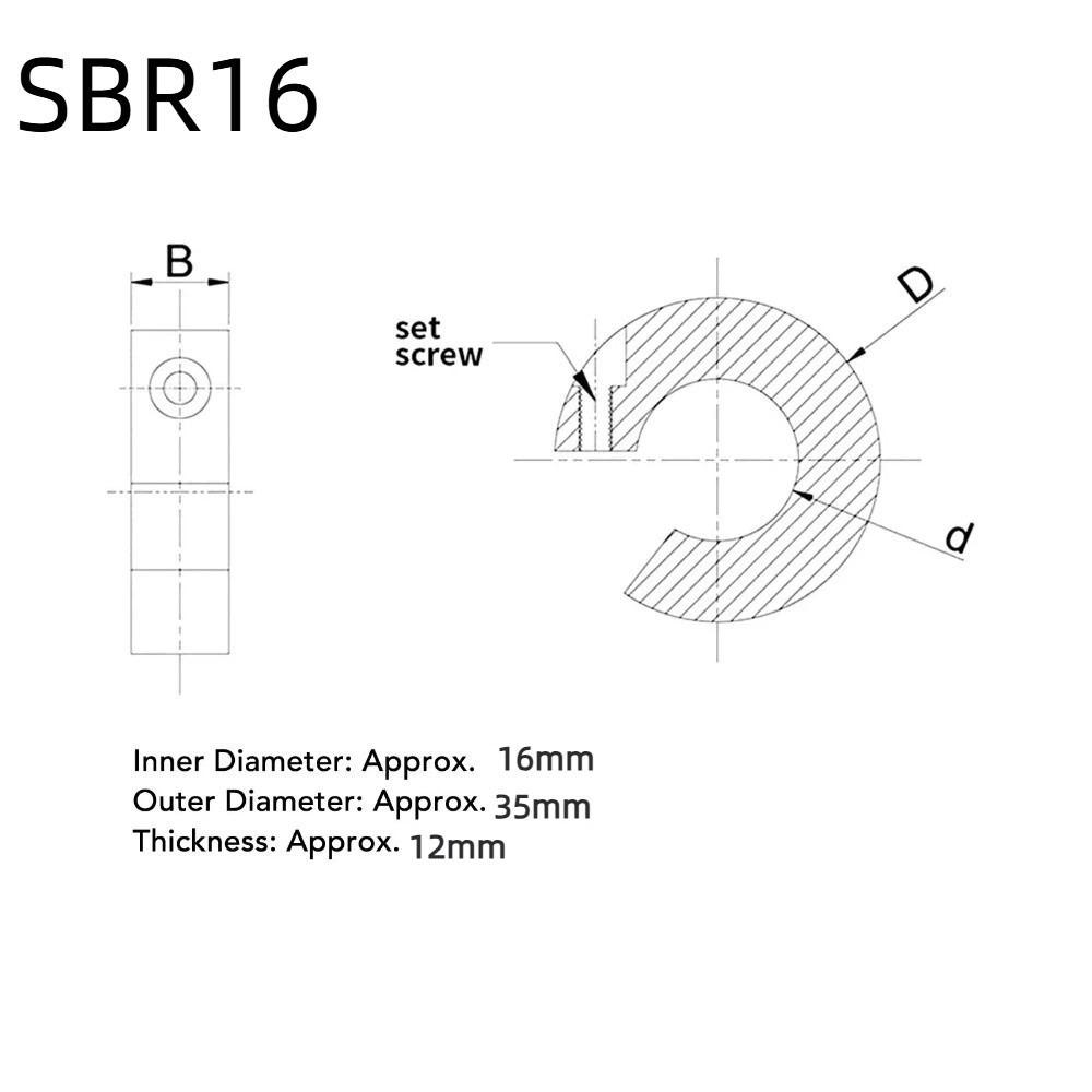 4Pcs SBR12 Linear Rail Stop Collar SBR16 SBR20 Shaft Locking Collar Grub Screw Aluminum Alloy Anodized Shaft Collar Set