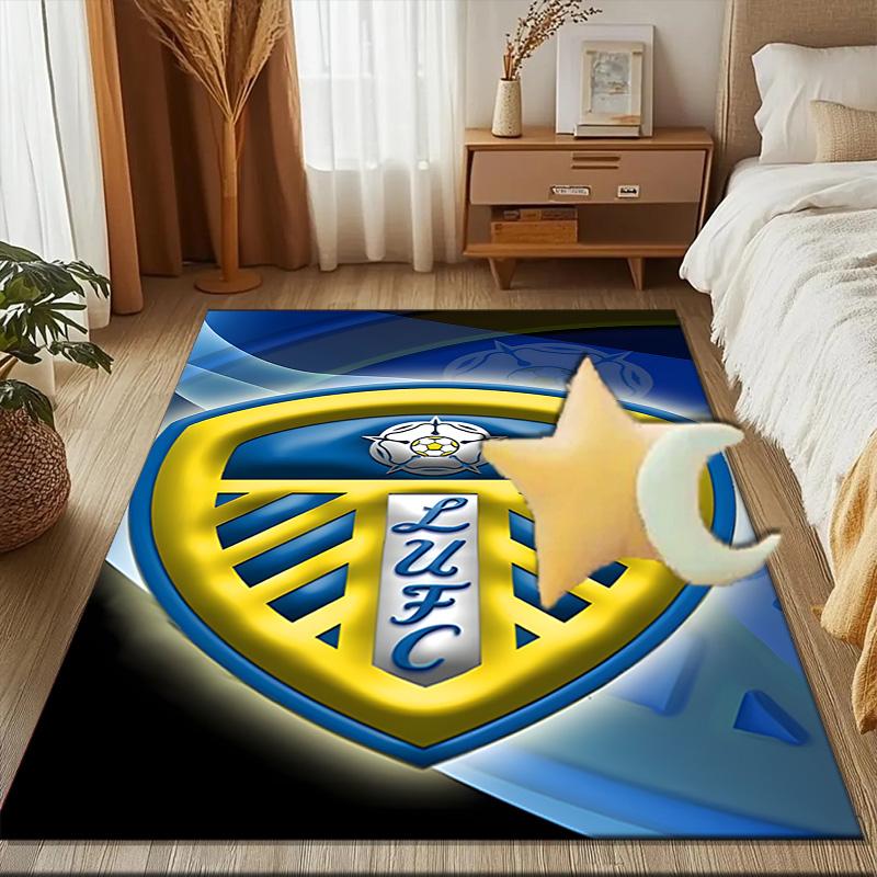 Leeds United Crest Design Rug Game Carpet, Floor Mat for Bedroom Living Room Entryway Rug, Home Decor Idea Gift for Christmas birthday