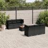 VidaXL Garden Lounge Set 7 Pcs with Cushions Black Wicker 3223486