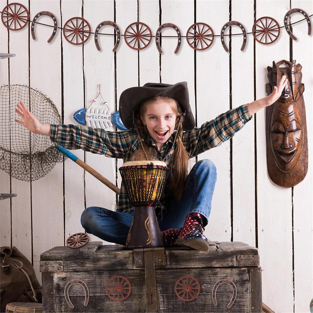 48 Pcs Western Party Decorations Set, for Cowboy Cowgirl Birthday Wedding Centerpieces Rustic Wood and Metal Decor