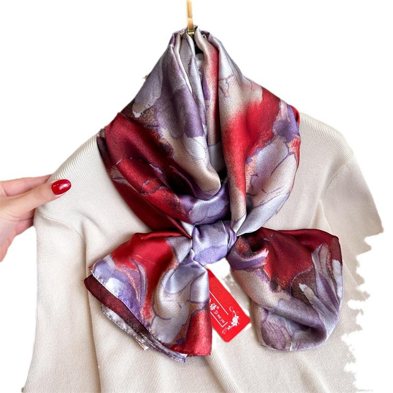 New Four Seasons Available New Silk Large Size Thin Outer Wear Neck Protection Scarf Sunscreen Warm Beach Towel For Women