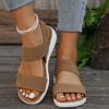 Large Size Sandals Women Summer Flat Slope Heel Thick Bottom Elastic One Strap Roman Sandals