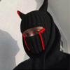 Halloween Knitted Balaclava Hat Full Face Cover Ski Cap Cute Devil Horn Beanie  Autumn/Winter