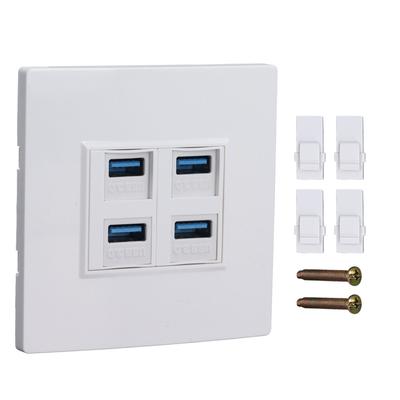 4-портовая настенная розетка Ethernet USB3.0 5 Гбит/с Дуплексная передача данных Панель Ethernet Настенная вилка