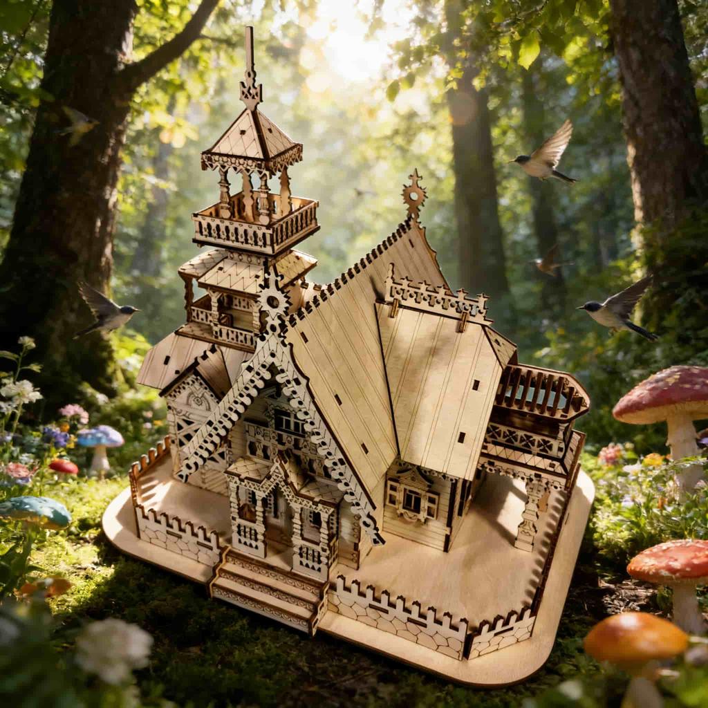 3D деревянный домик-пазл Сделай сам Миниатюрный набор Ручная работа Подарок Декор для дома Подарок на день рождения / День святого Валентина