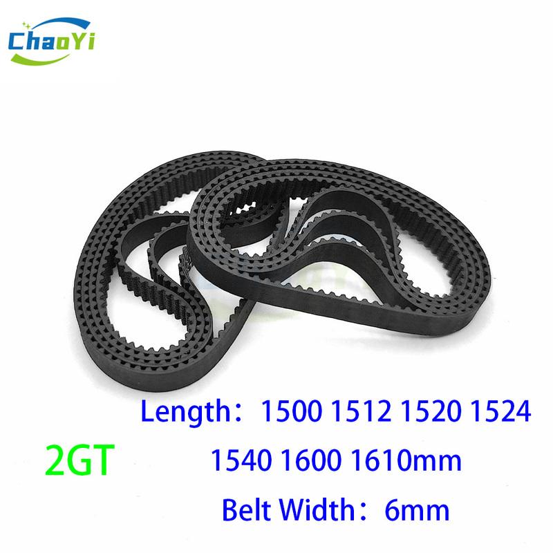 2GT Closed Loop Rubber Timing Belt Pitch Length 1500 1512 1520 1524 1540 1600 1610mm Width 6mm 1500-gt2 1524-2gt 1600-gt2