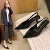 Черные туфли на высоком каблуке женские весенние новые маленькие французские одинарные туфли с юбкой остроносые босоножки-стилет