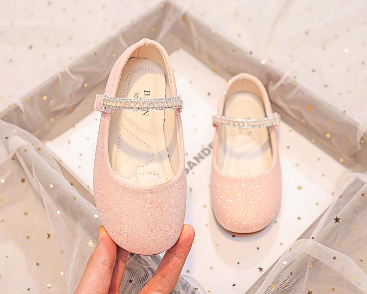 2024 Простые детские модные туфли Мэри Джейн для вечеринок, свадебных шоу, нескользящие стразы, милые элегантные принцессы на плоской подошве, корейские туфли из искусственной кожи