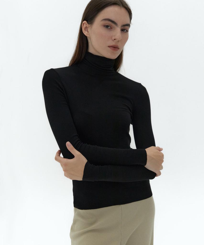 38COMEONCOMMON 21Au Soft Slim Turtleneck T-Shirts (Black)