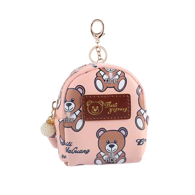 Cute Bear Mini Backpack Coin Purse Keychain - Korean Style