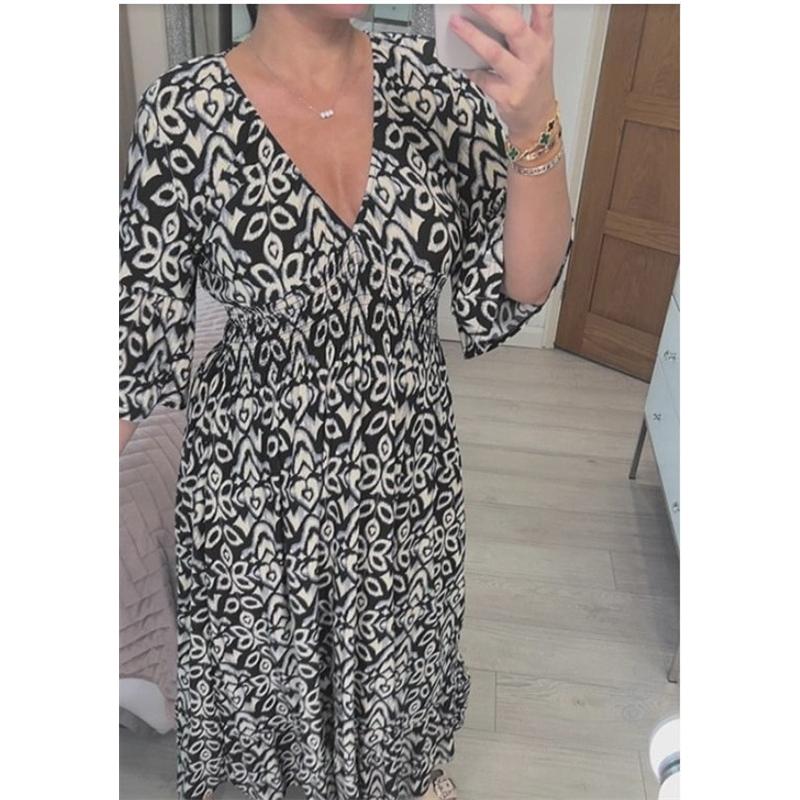 Женские летние макси-платья больших размеров с V-образным вырезом и цветочным принтом на берегу моря, повседневные свободные платья