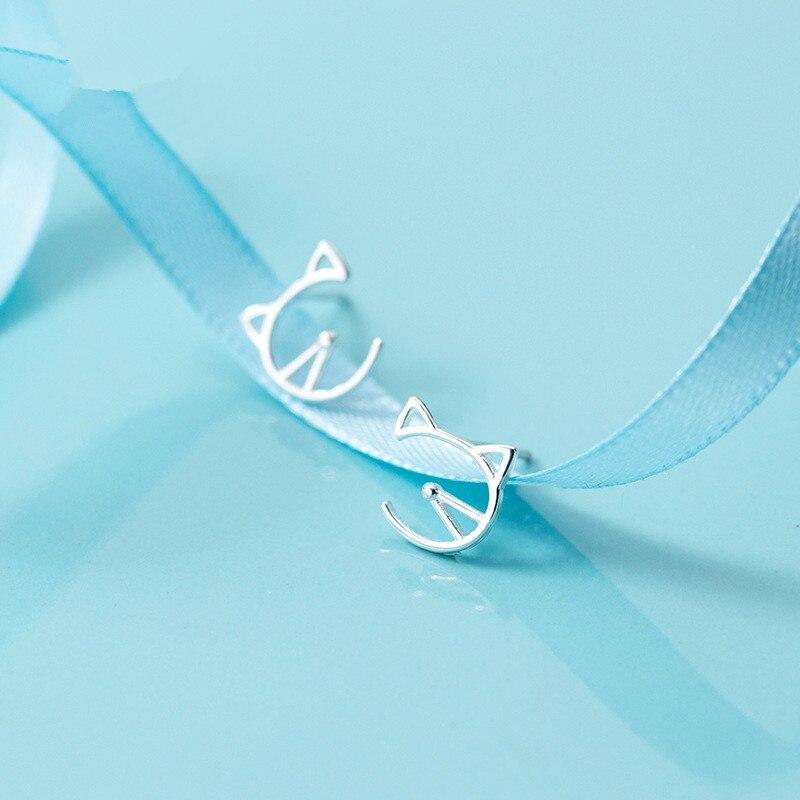 Fashion Silver Color Cute Cat Stud Earrings For Women Girls Wedding Personalise Hypoallergenic Jewelry Bijoux EH821