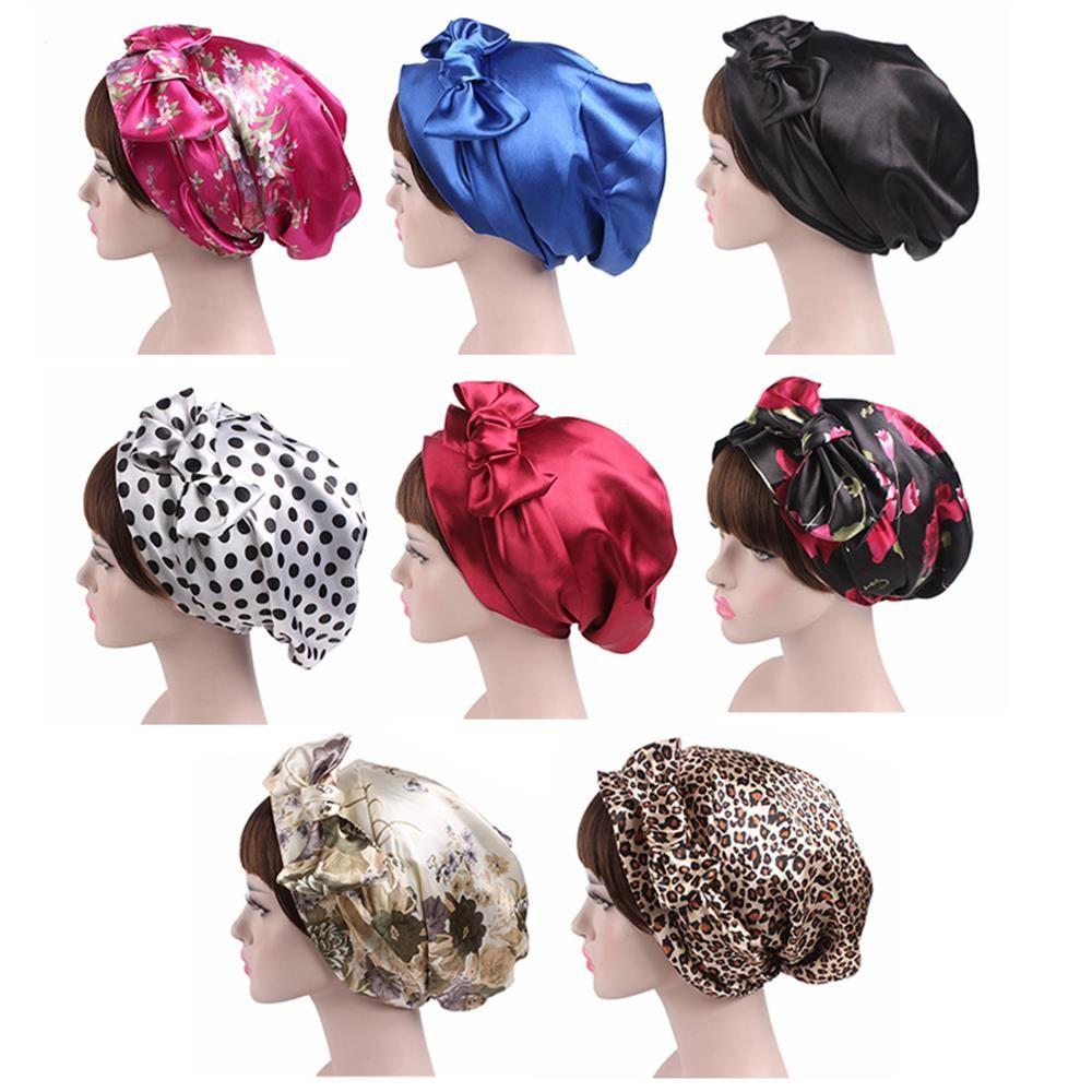 Cover Hat Head Cover Satin Turban Hair Bonnet Shower Cap Silk Night Sleep Cap Soft Satin Bonnet