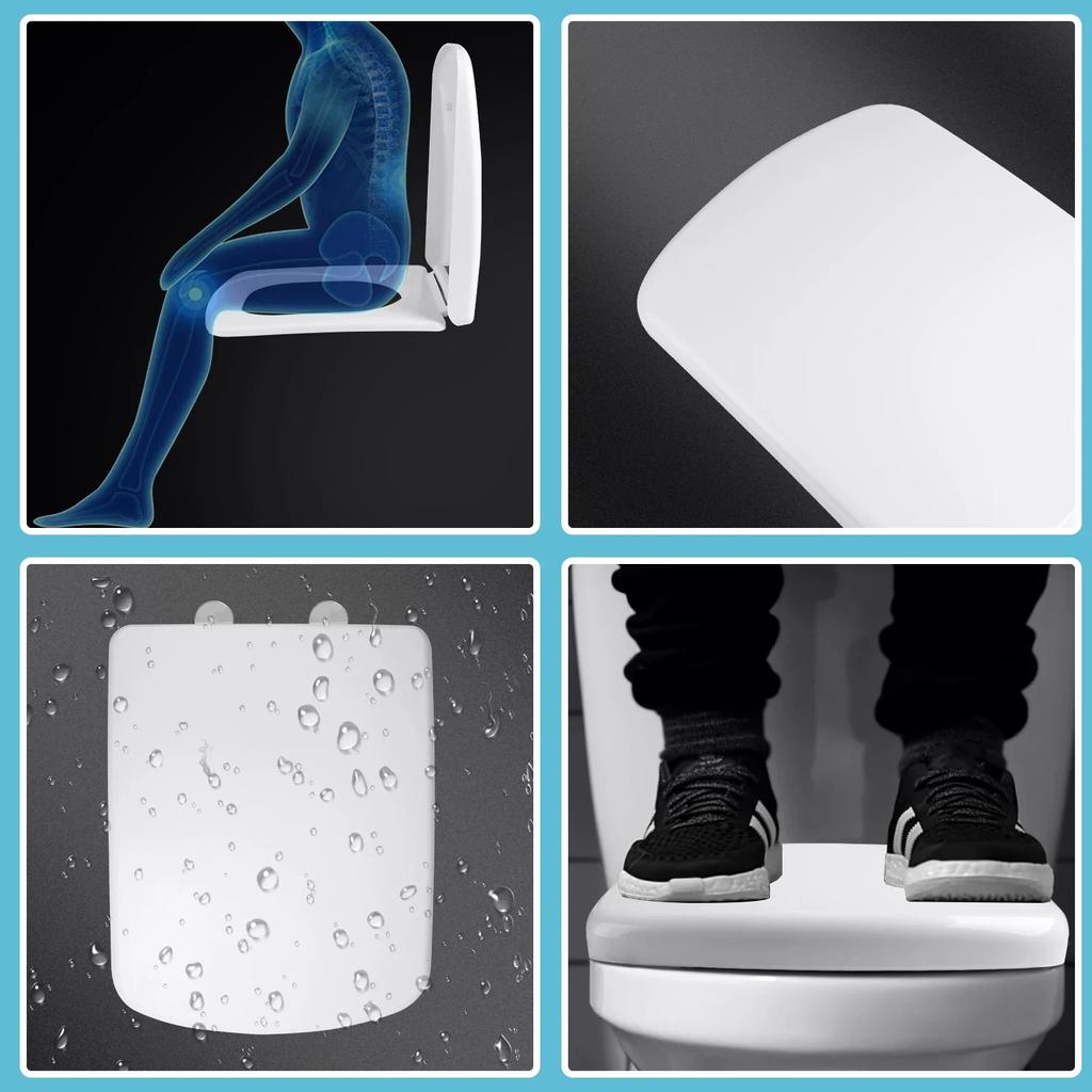 Набор крышек-сидений для унитаза, квадратная, с плавным закрыванием, быстросъемная, утолщенная, универсальная, простая установка для дома