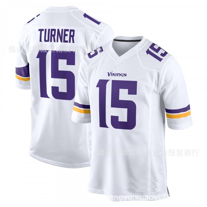 Mens Minnesota Vikings 15 Dallas Turner Football Jersey - Purple Vintage White S-XXXL