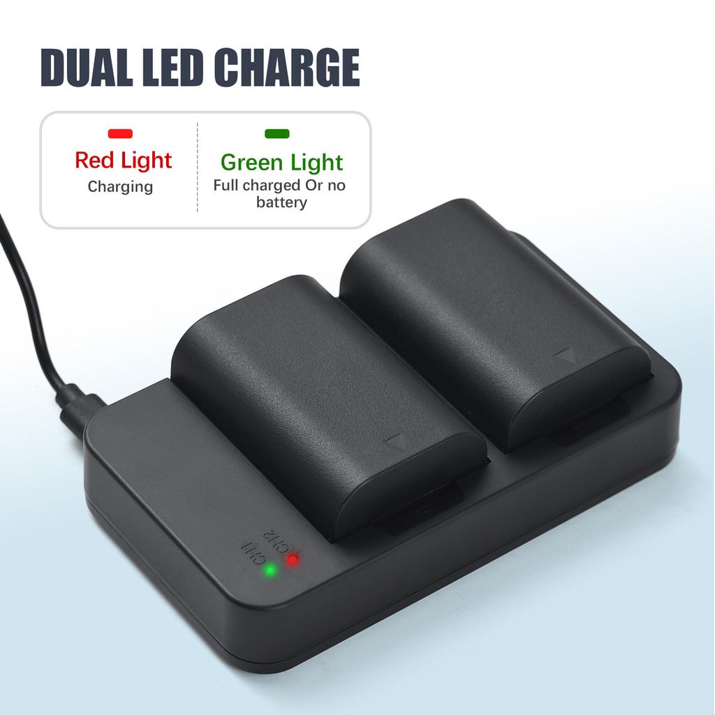 Camera LP-E6 LP-E6N Battery & Charger Kit with 2-slot Battery Charger + 2pcs LP-E6 Batteries 7.4V