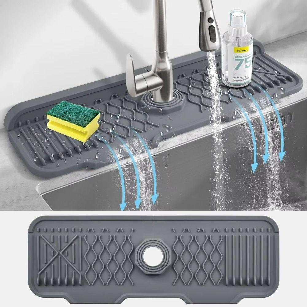 Adjustable Faucet Splash Guard Mat Silicone Drying Mat New Sink Draining Pad