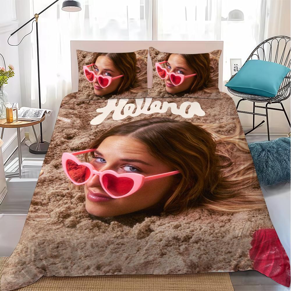 H-Helena Singer Duvet Cover Set Home Style Bedding Soft Laundry Cotton Bed 3 Piece Set Student Dormitory Gift